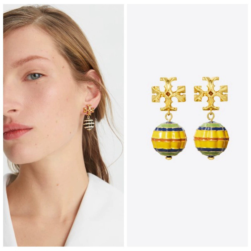 Tory Burch Enamel Double Stud Earrings